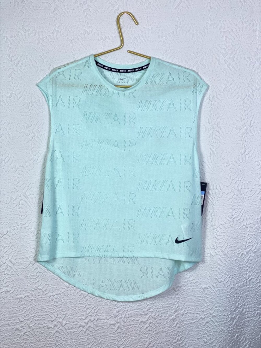 Nike Air Dri-FIT Mesh Running Top Mint Green Sleeveless Tee NWT M